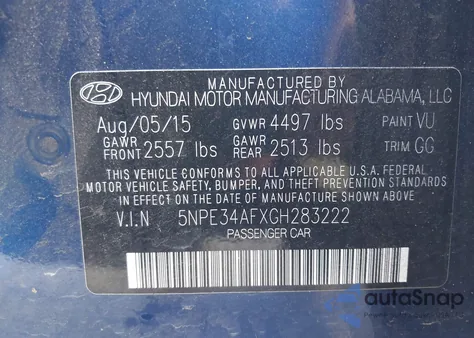 2016 Hyundai Sonata Limited z USA, uszkodzony, nr VIN 5NPE34AFXGH283222